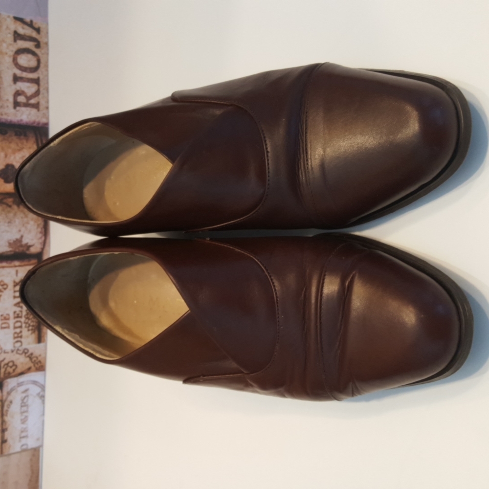 Vera Gomma SIMARD Red Brown Italian Leather Loafer Shoes, Vintage (EU 37.5)